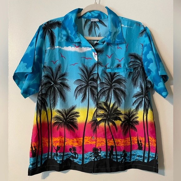 King Kameha Short Sleeve Button Down Vibrant and Fun Hawaiian Print Shirt Large - Picture 1 of 7
